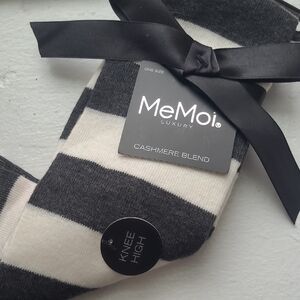 Luxury Cashmere Blend Knee High Socks - Black and White